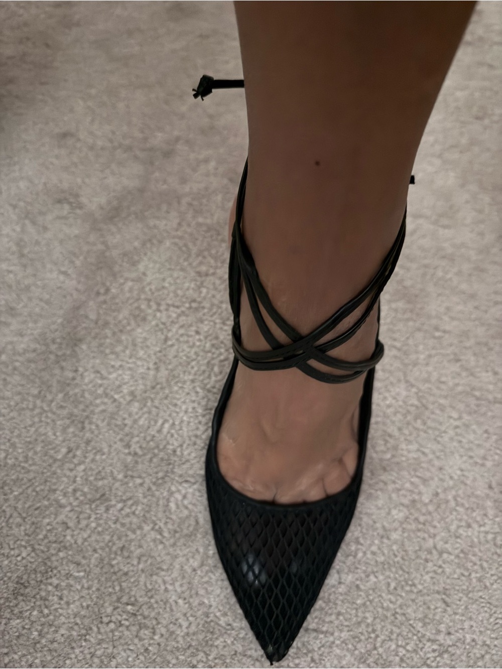 Jennifer Lopez Black Pointed Toe Lace-Up Heels